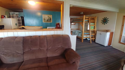 Kids can enjoy a bunk bed or the loft in the cabin.