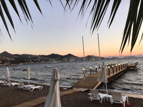 Private beach, sun loungers, beach umbrellas