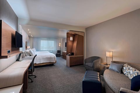 In-room safe, desk, laptop workspace, blackout drapes