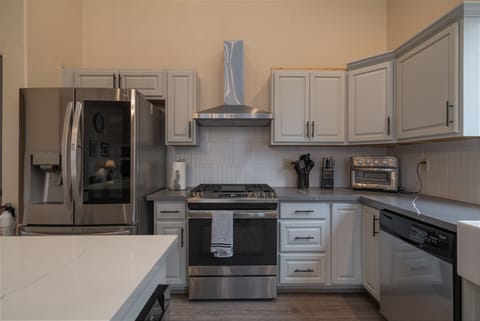 A new refrigerator, gas stove & Air Fryer are part of the kitchen improvement