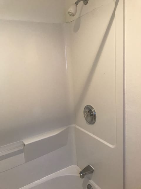 Combined shower/tub, hair dryer, towels