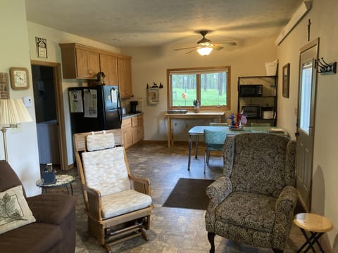 Large kitchen and dining area