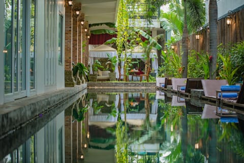 Outdoor pool, sun loungers