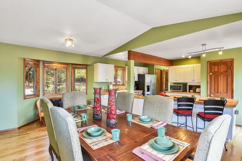 Spacious dining and kitchen areas