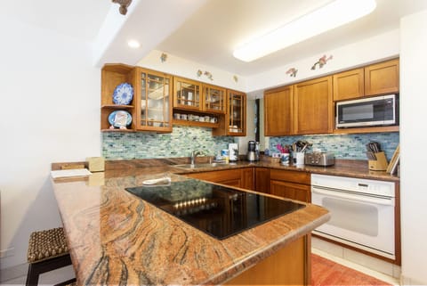 Kitchen with new induction stove top