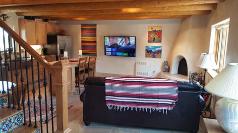 Casita Great Room with Kitchen, Queen sofa bed and Kiva Fireplace