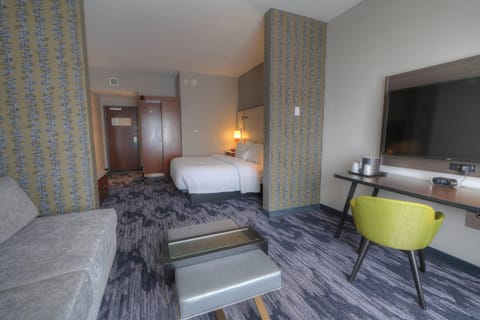 Suite, 1 King Bed with Sofa bed | Living area | 50-inch LED TV with satellite channels, TV