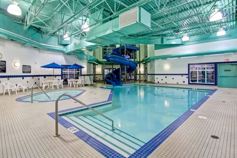 Indoor pool, sun loungers