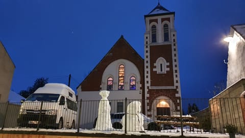 The cottage is located at the far end of this beautiful church conversion.