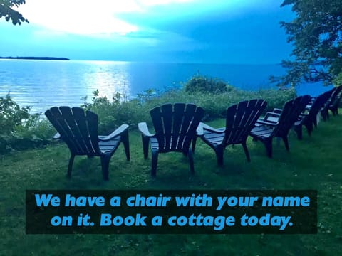 Adirondack chairs await you visit. 