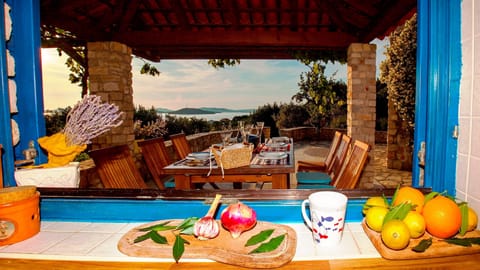 stunning views from the small building of summer kitchen overlooking the terrace