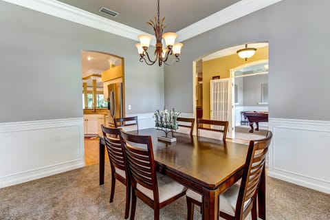 Separate formal dining room.  Add'l dining areas throughout the home and patio.
