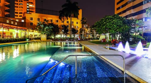 Outdoor pool, open 9:00 AM to 7:00 PM, pool umbrellas, sun loungers