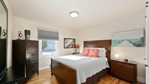 Master Bedroom with blackout top down/bottom up cellular core shades.
