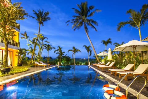 Outdoor pool, sun loungers
