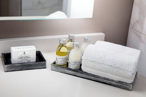 Free toiletries, hair dryer, towels