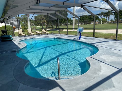 Enjoy the newly refinished heated pool and deck area on the cozy lanai.