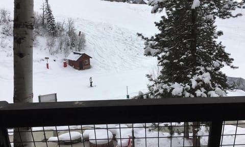 The Right of Way ski run is right out the back of the building.