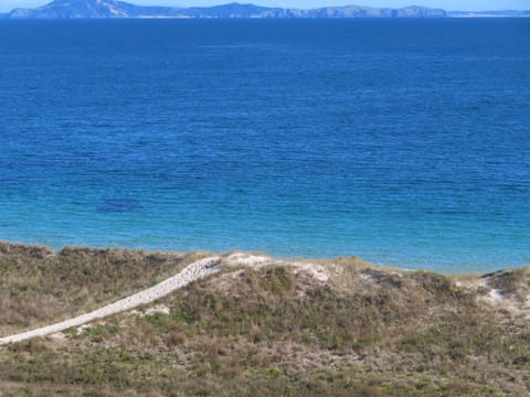 On the beach, white sand