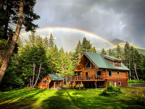 Rainbow over Kenai Cove Log Cabin