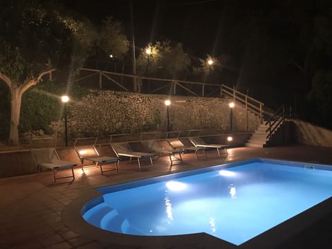 Swimming pool in the evening. 