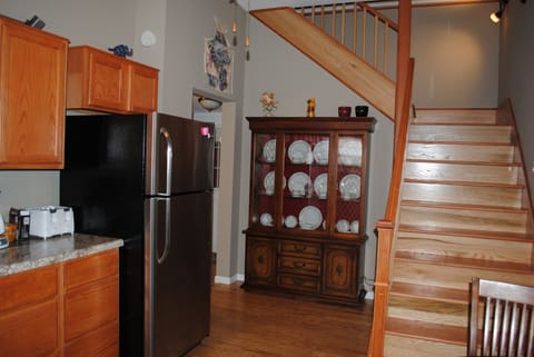 Kitchen and entrance to dining/living room.