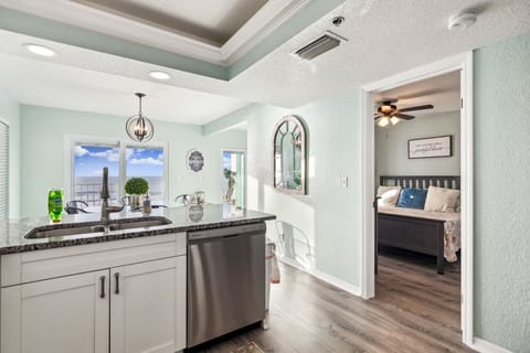 Stainless dishwasher, microwave, fridge and stove.