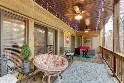 Twinkle lights on the deck are magical