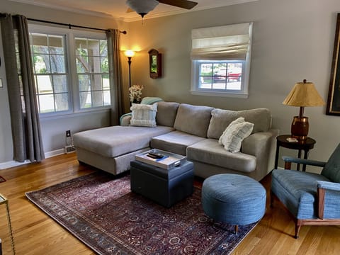 Enjoy a comfy couch and big screen tv equipped with your favorite shows!