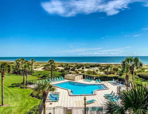 View of pool from balcony