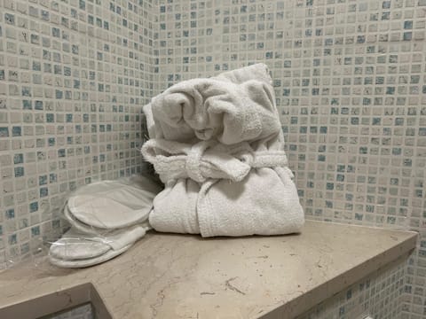 Free toiletries, hair dryer, bidet, towels