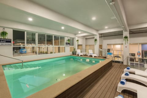 Indoor pool, open 10:00 AM to 9:00 PM, sun loungers