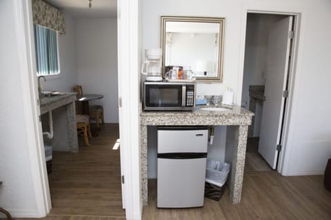 Fridge, microwave, coffee/tea maker