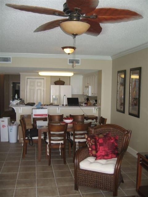 living room to bar and dining area