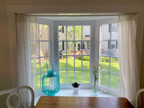 Kitchen window view with table