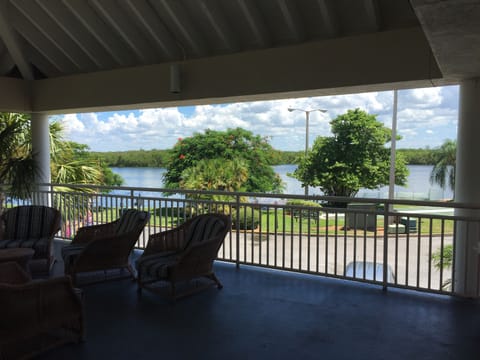 Common hotel area. Nice view to the canal and the bay