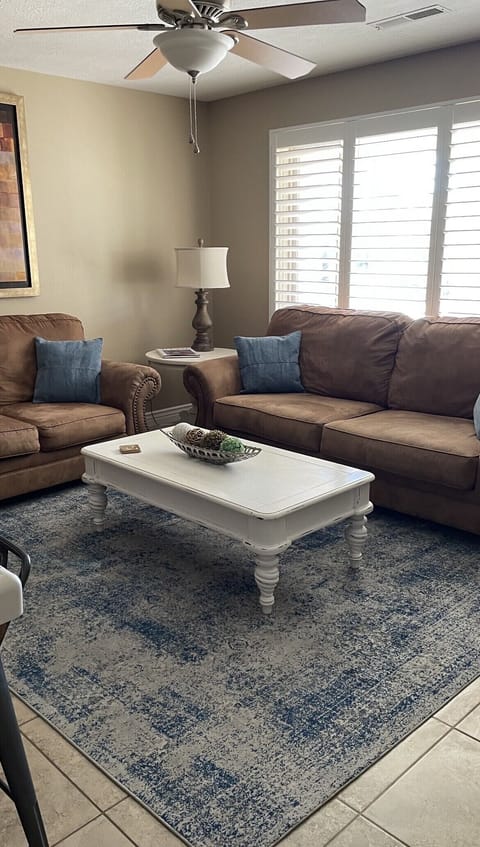 Living room with pull out couch.