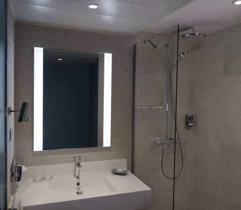 Eco-friendly toiletries, hair dryer, towels