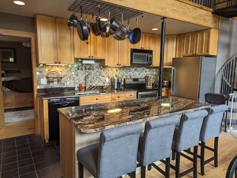 New kitchen with master bedroom to the left