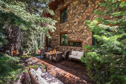Spectacular Outdoor Living Area with Fire Pit and Stream