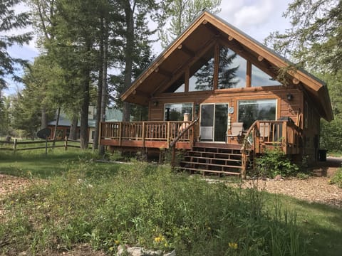 River front view of Rainbow's End Vacation Cabin.  