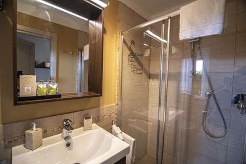 Shower, free toiletries, hair dryer, bidet