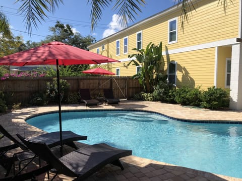 The large pool is heated from April 15th through October 15th, but open all year