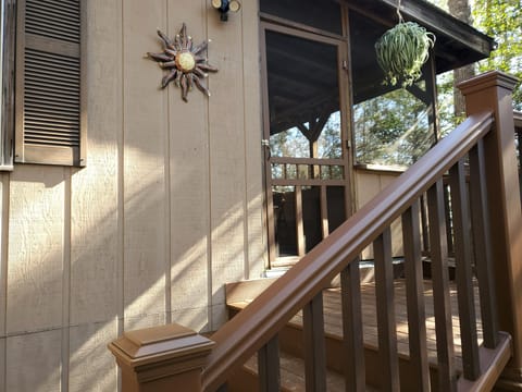 Stairs leading up to the cabin
