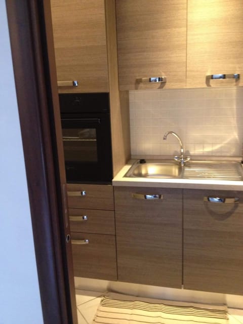 Full-size fridge, oven, stovetop, coffee/tea maker