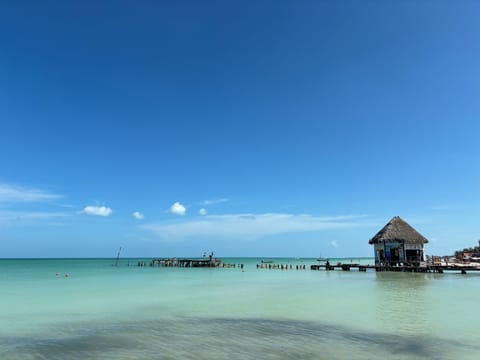 On the beach, white sand