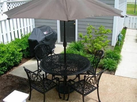 Gated Patio w Weber Gas Grill and Detached 1 car garage