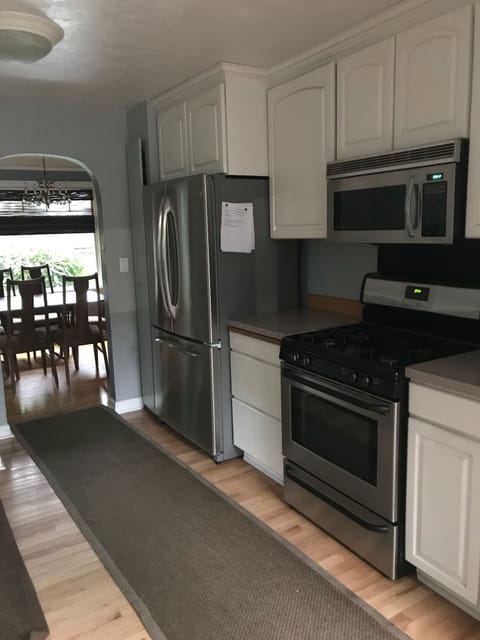 Kitchen has updated stainless steel appliances