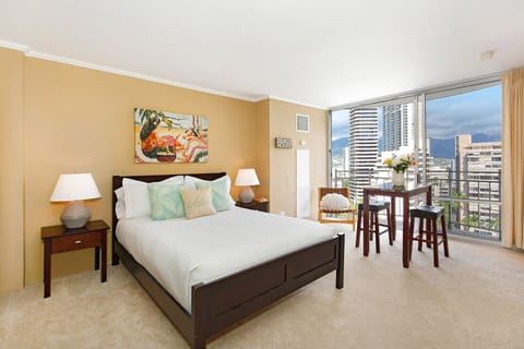 Comfy Studio with Mountain and City Views