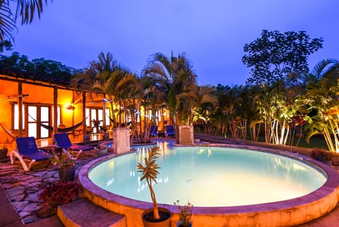 Outdoor pool, sun loungers
